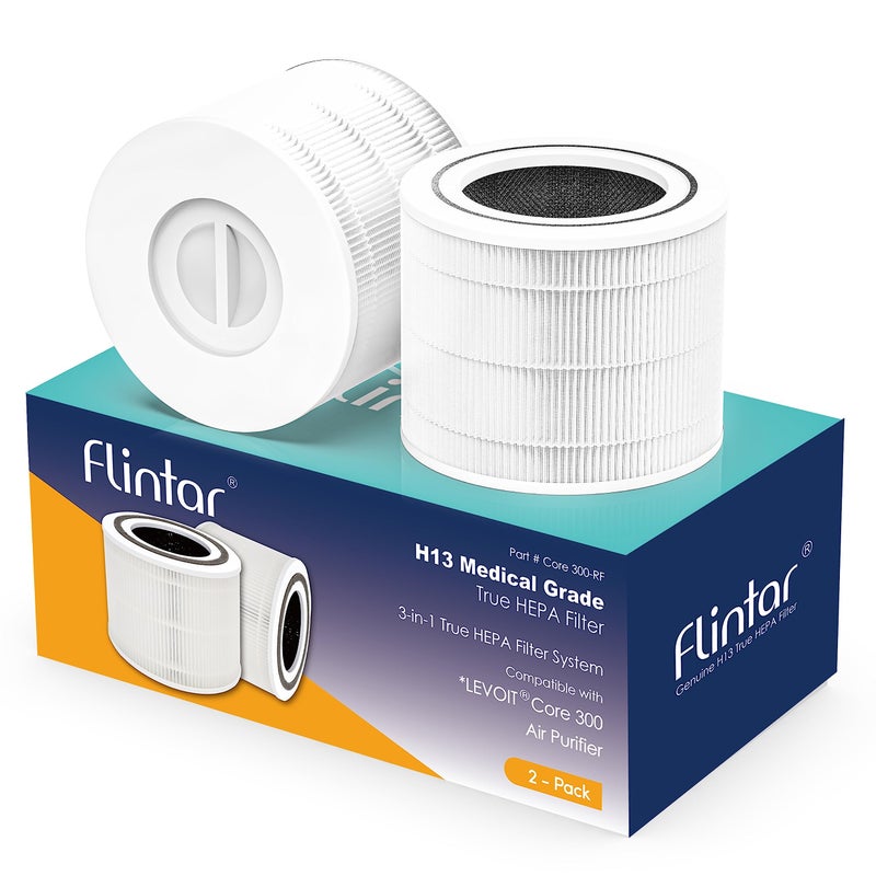 Flintar Core 300 Replacement Filters, Made in Taiwan, Compatible with LEVOIT Core 300-P, Core 300S Air Purifier, 3-in-1 H13 True HEPA Filter Replacement, Core 300-RF, 2-Pack - Image 1